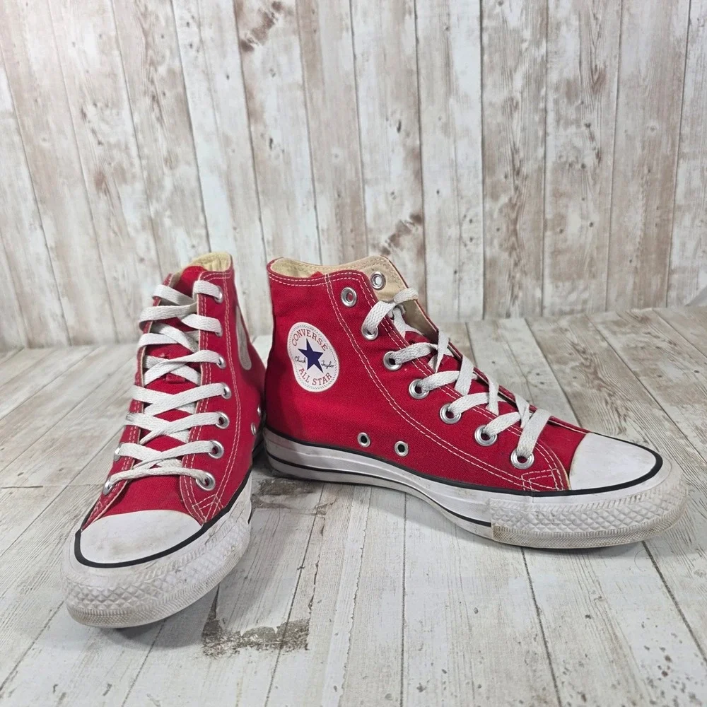 Converse Chuck Taylor All Star High Top Red Canvas Sneakers Womens 7 Mens 5 - Picture 6 of 8